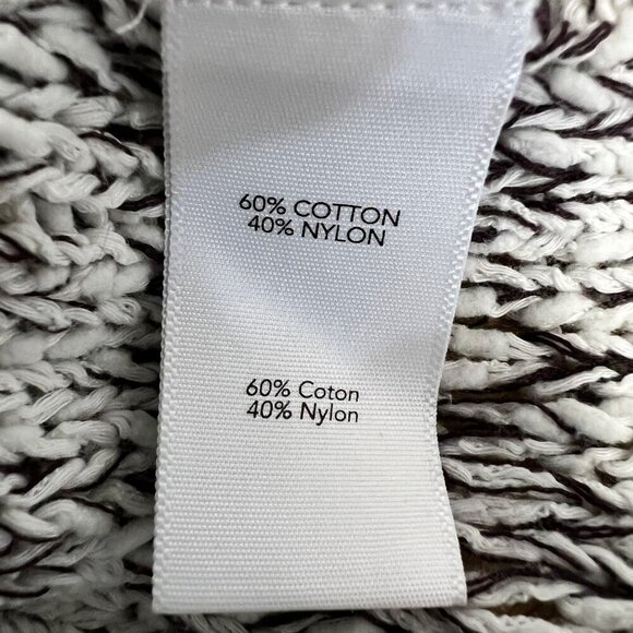 Elizabeth and James Long Cuffed Sleeve Distressed Sweater Cream/Brown XS - Picture 9 of 9